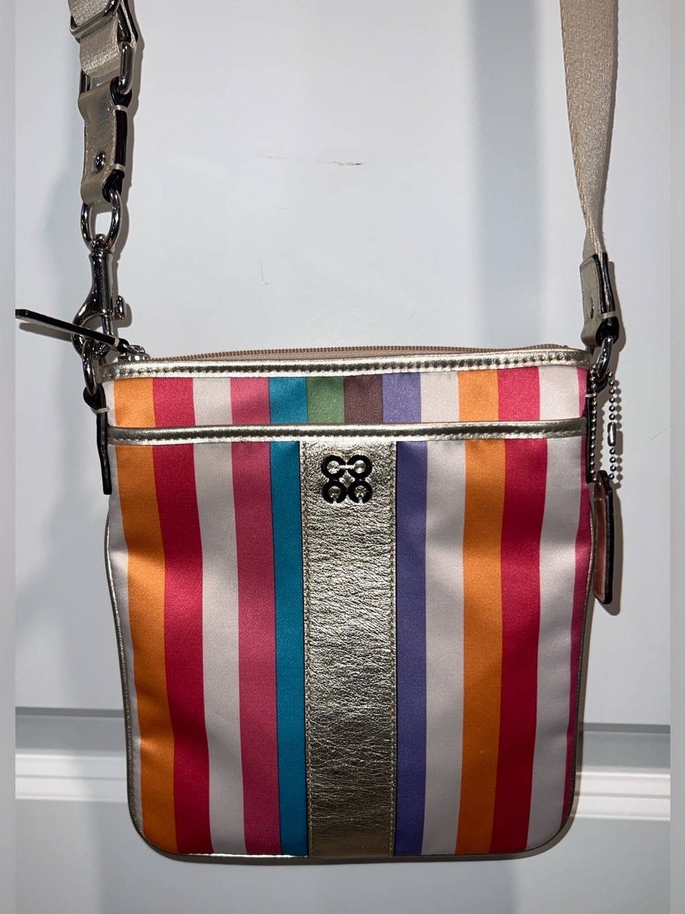 Coach Vintage Julia Legacy Multicolor Striped Crossbody Bag